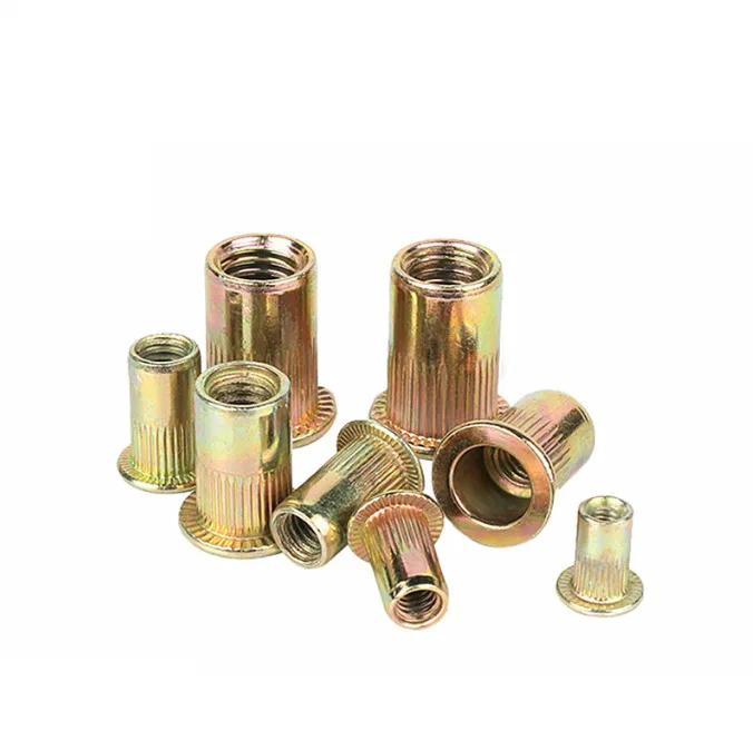 300 Pieces of M3-M12 Carbon Steel Color Zinc Plated Rivet Nuts with Flat Head and Vertical Texture