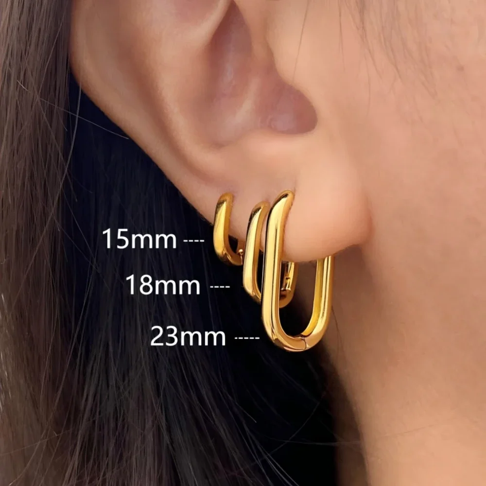 2/6PCS Mariasz Minimalist Huggie Punk Gold Color Enfashion Square Hoop Earrings for Women Men Geometric Earring Piercing Jewelry