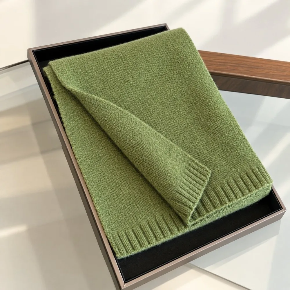 Classic 160cm*20cm Wool Knitted Scarf Solid Color Minimalist Pure Wool Scarf Skin-Friendly Soft Warm Winter Scarf Autumn Winter