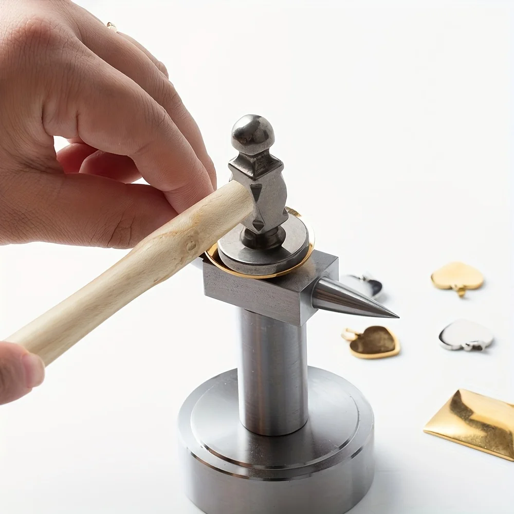 Dual-Headed Stainless Steel Jewelry Making Hammers with Solid Wood Handle for Metal Smithing Craftsmanship and Jewelers Tools
