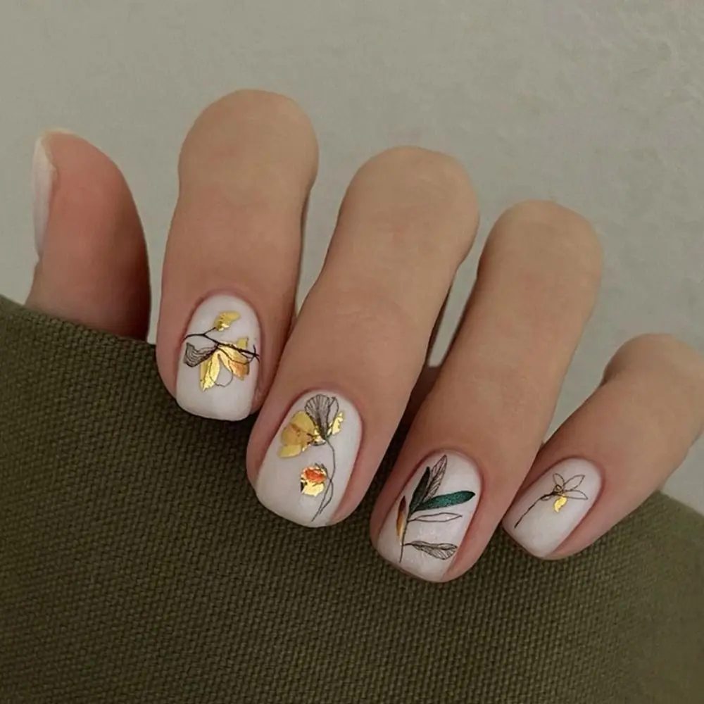 أزياء قصيرة جولة الأظافر كاذبة أورورا بريق الفرنسية متموجة الأظافر وهمية غطاء كامل انفصال مسمار نصائح لصالون #5