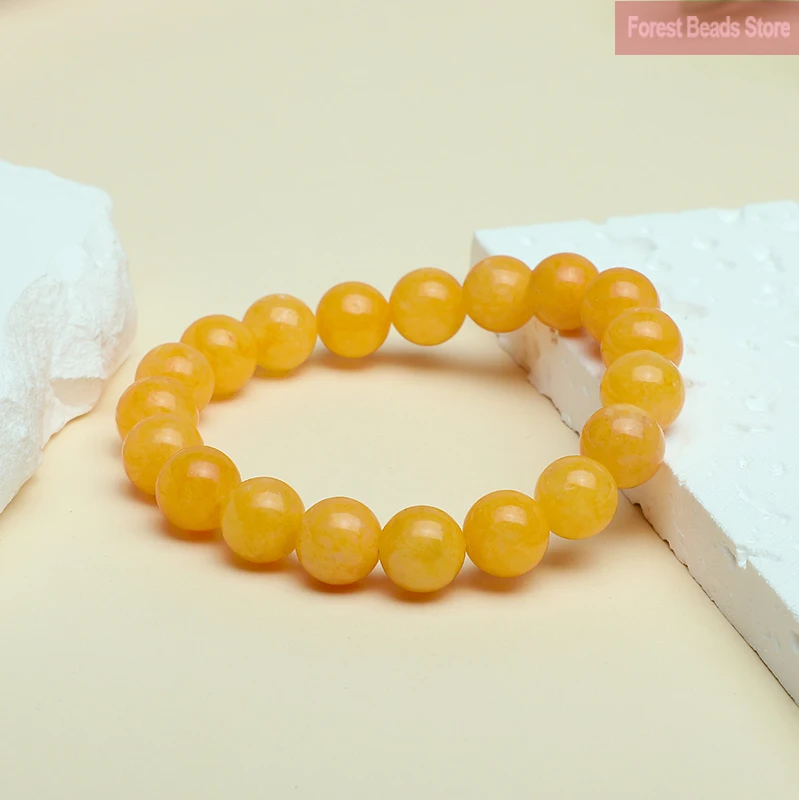 Natural Yellow Chalcedony Bracelet Jewelry Stretch Bracelet Men\'s Women\'s Clothing Accessories Jewelry Pulseras Gift 6/8/10/12mm