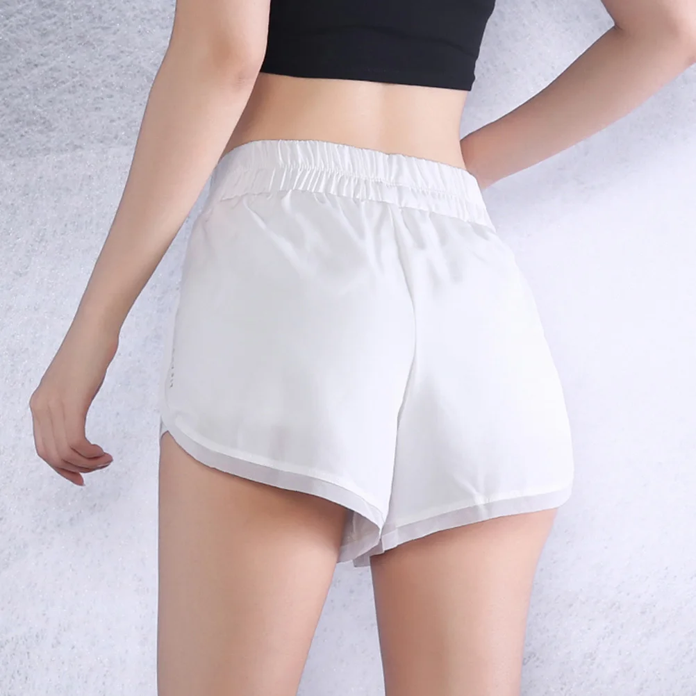 

Women Quick-Drying Breathable Yoga Shorts White Elastic Waist Summer Sports Short Trouser Fitness Running Casual Size M