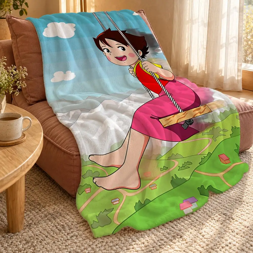 Anime Heidi A Girl Of The Alps ICONS Throw Double Sided Flannel Throw Blanket Soft Travel Camping Sofa Bed Home