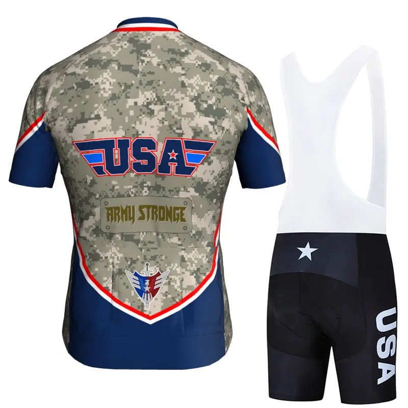 USA Cycling Jersey Set, Short Sleeve Bib, Mountain Bicycle Sweater, Uniform Jacket, Sport Suit Clothes, Summer