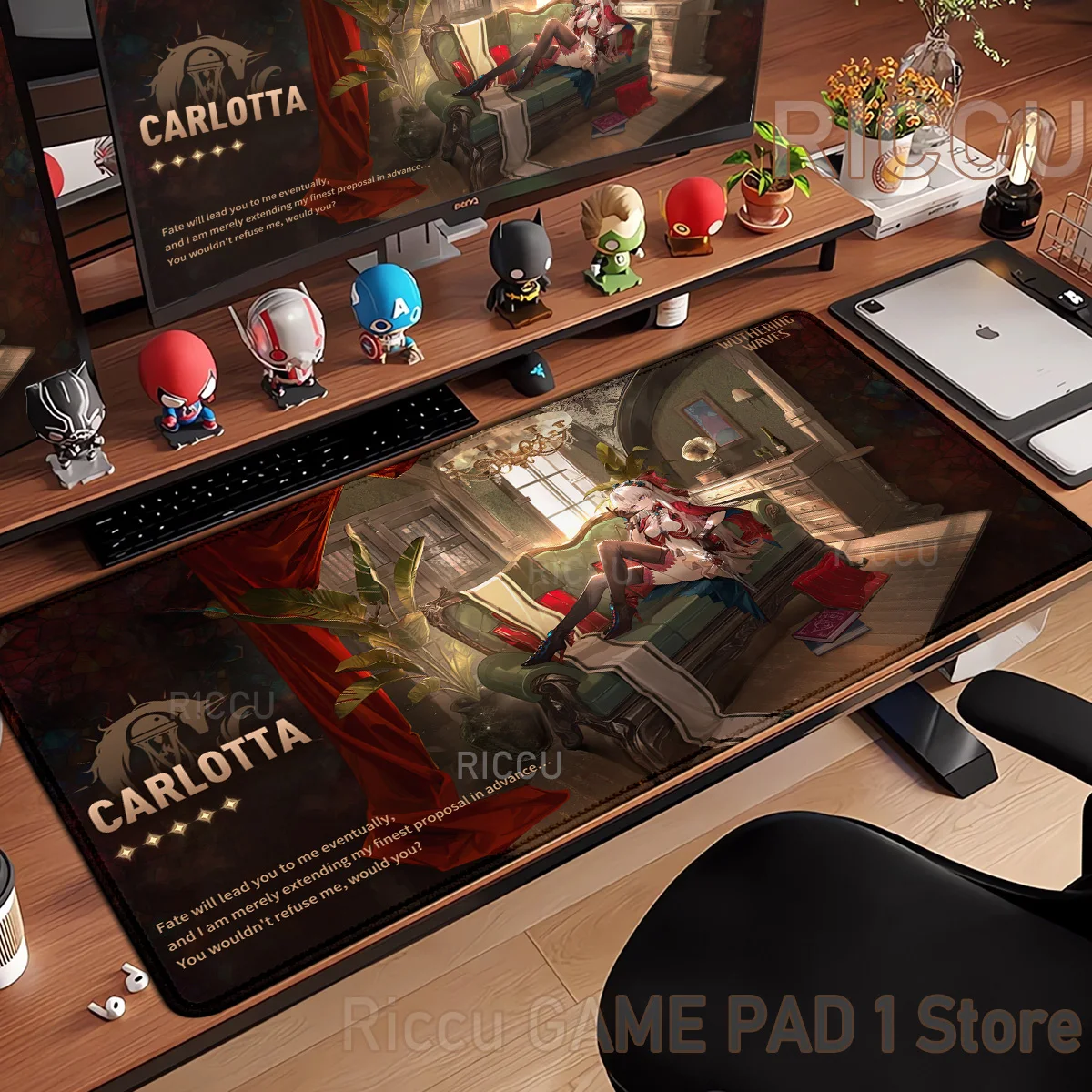 HD Carlotta Wuthering Waves Extra Large Mange Mouse Pad Gaming Accessories Kawaii XXL Game Anime Mouse pad Pc Cushion E-Sports