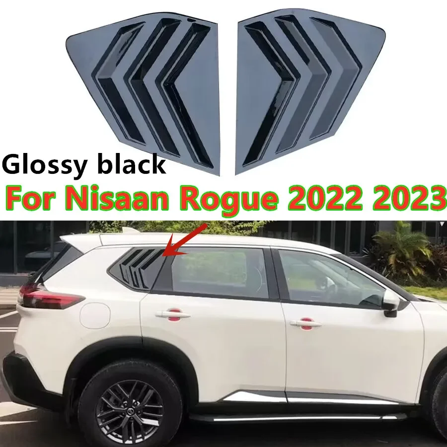 2Pcs Glossy Black Side Vent Window Scoop Louver Cover For Nissan Rogue 2022 2023