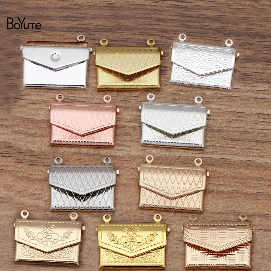 BoYuTe (10 Pieces/Lot) 15*20MM Metal Brass Envelope Photo Locket Diy Floating Locket Charms for Jewelry Making