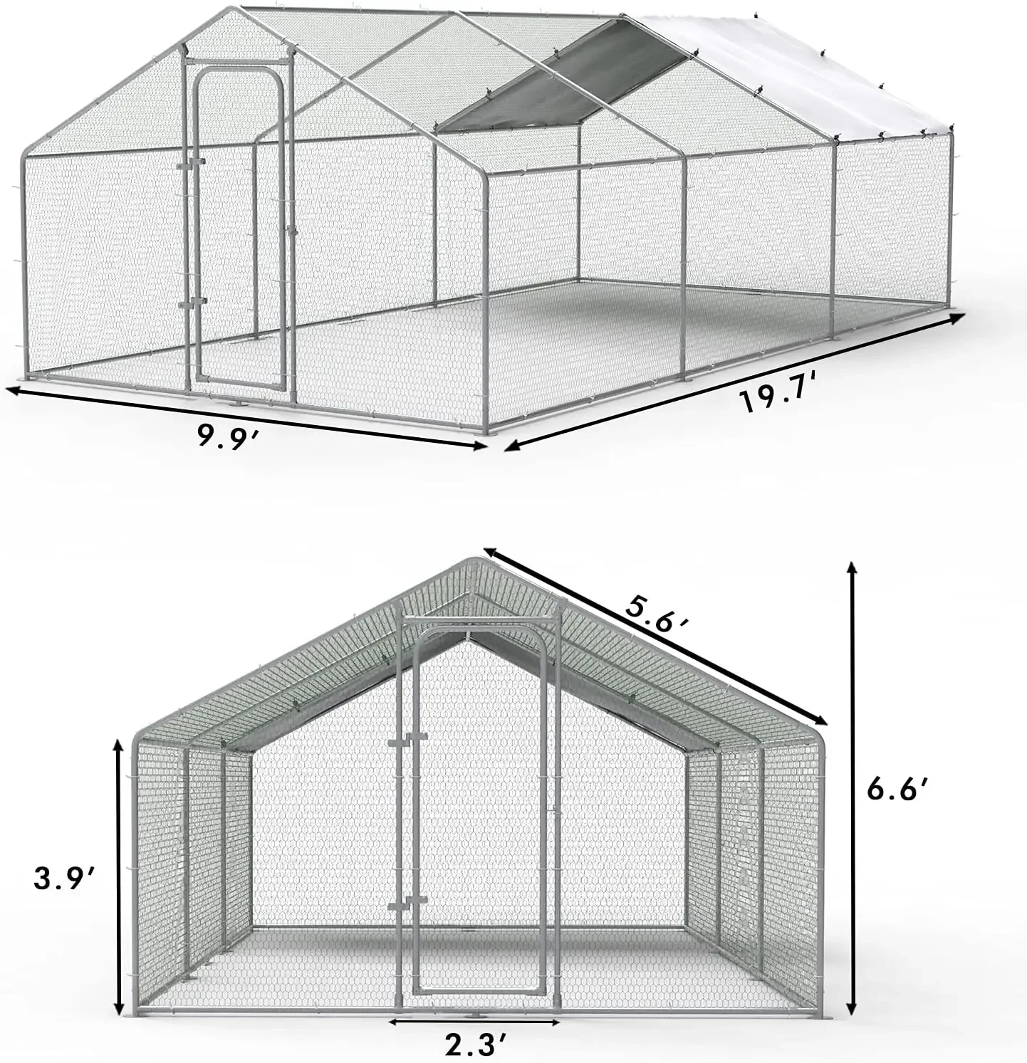 

Metal Large Chicken Coop, Spire Shape Walk-in Poultry Chicken Hen cage, Rabbits Duck Cages with Waterproof and Anti-Ultraviolet