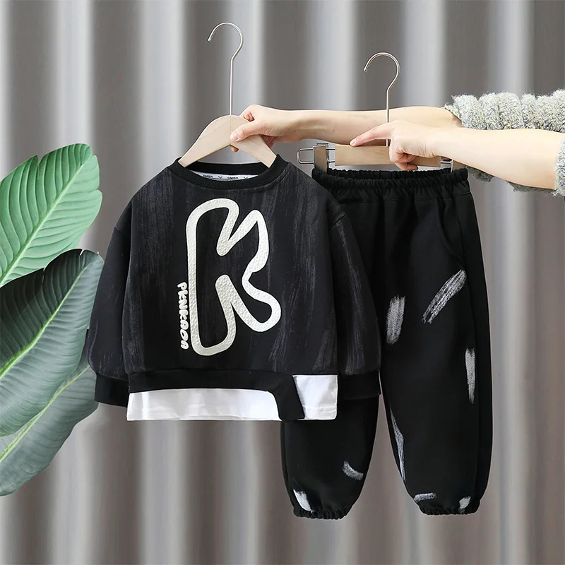 

New Autumn Baby Boys Clothes Set Children Fashion Patchwork Sweatshirt and Loose Pants 2pcs Suit Toddler Boys Outfits 90-150cm