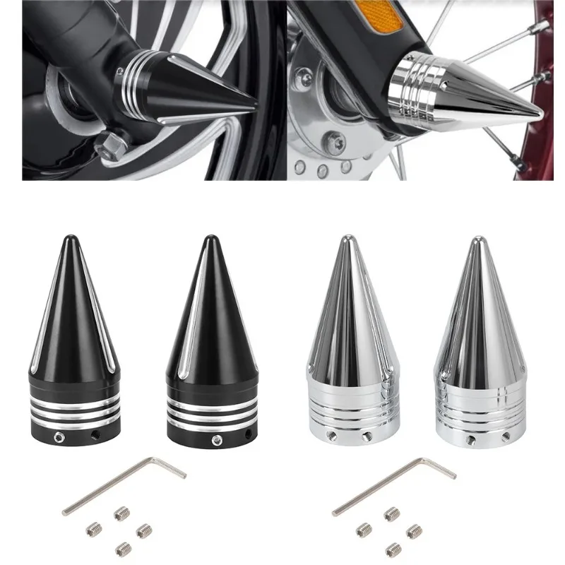 

2PCS Motorcycle CNC Front Axle Nut Covers Caps Aluminum Black/Chrome for Harley Sportster 883 1200 Dyna Touring Softail Parts