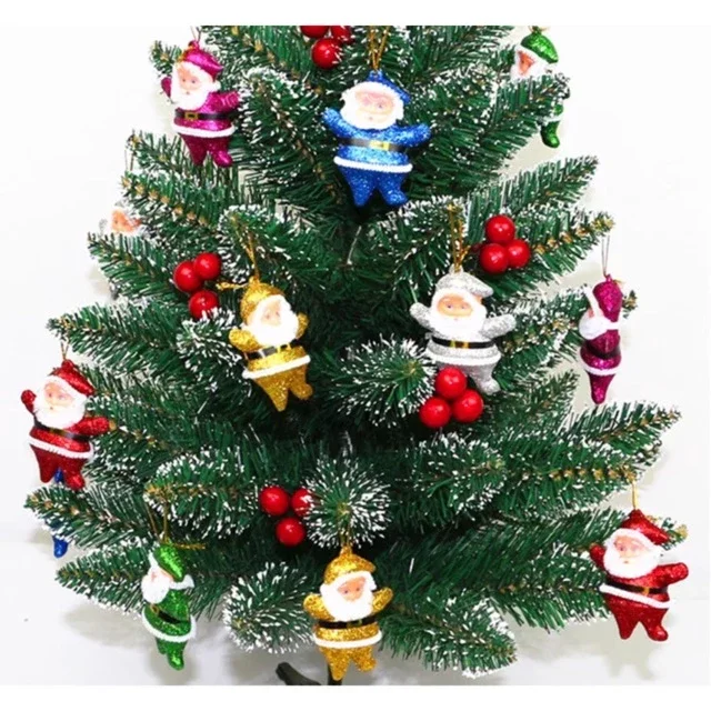 6PC Santa Claus Red Plush Dolls Gold Powder 6 Colors Santa Claus Christmas Tree Ornament Cute Santa Claus Happy New Year 2025