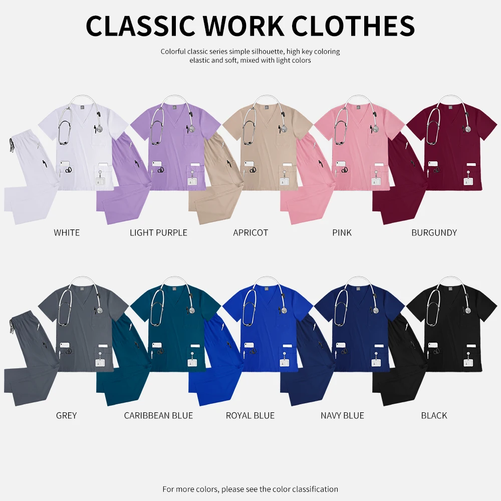 NiaaHinn Anestesista Uniforme de Enfermagem Terno Unissex Spa Roupas de Trabalho de Beleza Mulheres Conjunto Esfoliante Pet Clínica Médico Roupas de Trabalho