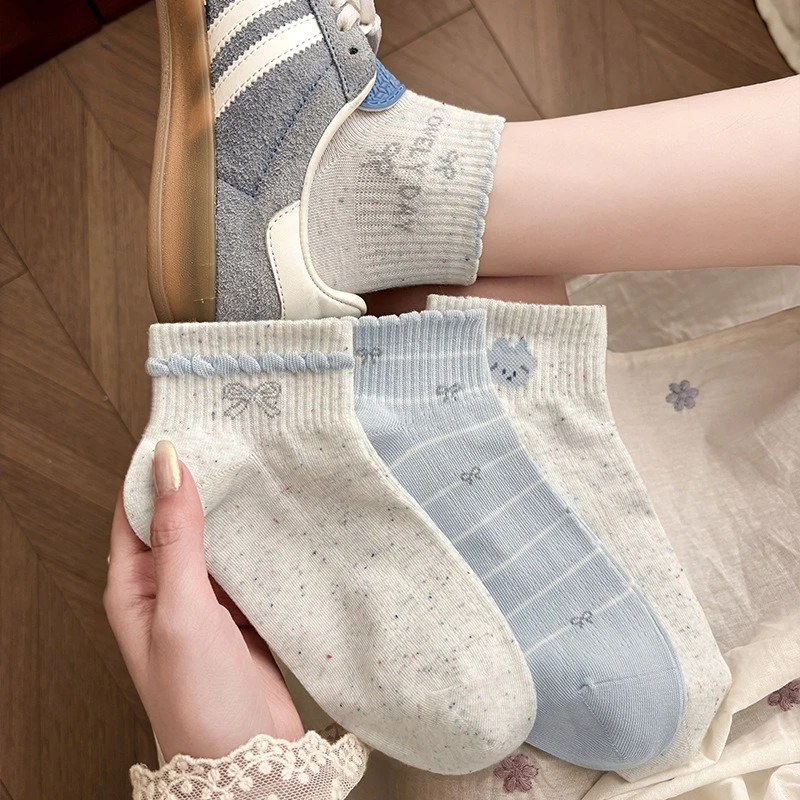 

Женские милые носки с бантиками, мягкие носки-невидимки из смесового хлопка, дышащие повседневные носки, милые носки для ежедневной носки в стиле кавайи