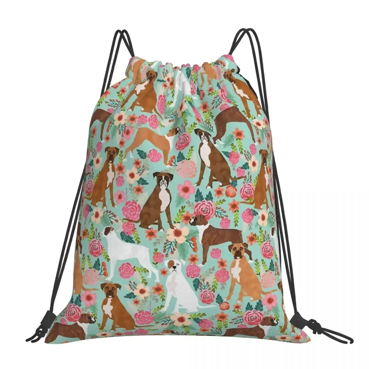 Boxer Floral Dog Breed Boxer Dogs Must Have Boxers Pet Lover Backpacks Drawstring Bag Drawstring Bundle Pocket Shoes Bag BookBag