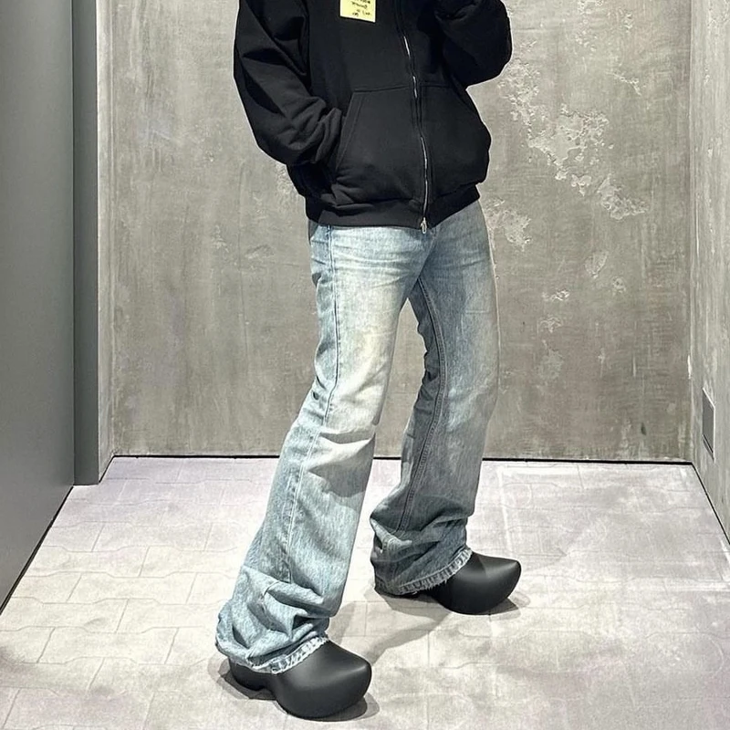 

Мужские джинсы American High Street 22FW Flared Sle Waed Micro Flare, модные, брендовые, Carti, длинные брюки, средняя посадка, на молнии