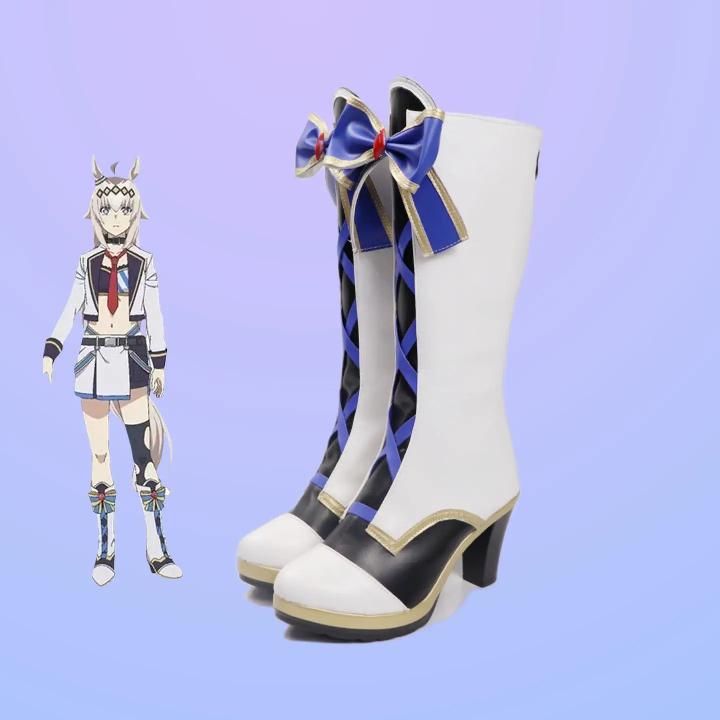chaussures-de-cosplay-anime-umamusume-pretty-derby-oguri-cap-bottes-longues-en-cuir-pu-a-talons-hauts-blancs-pour-halloween-et-carnaval