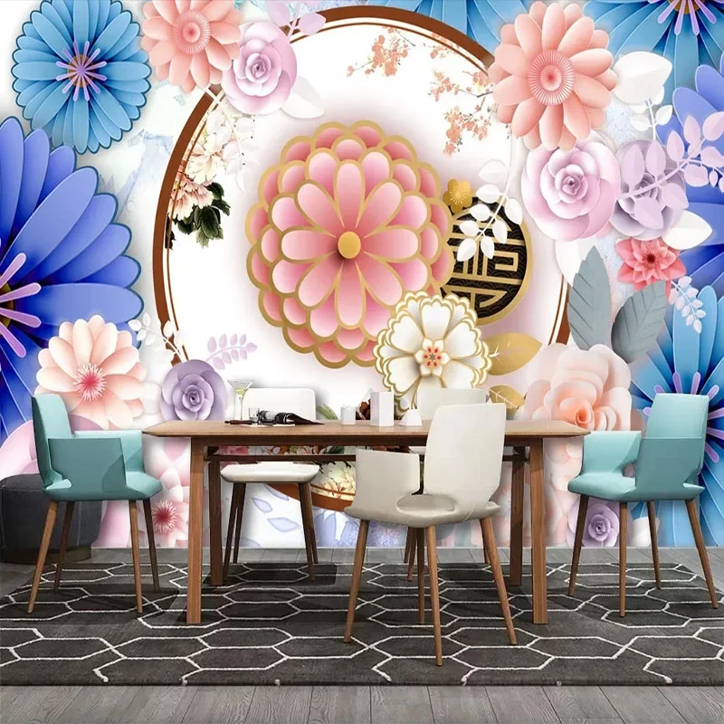 Custom 3D New Chinese Classical Style Window Background Flower Wall Mural Bedroom Painting Papel De Parede Home Décor Tapety