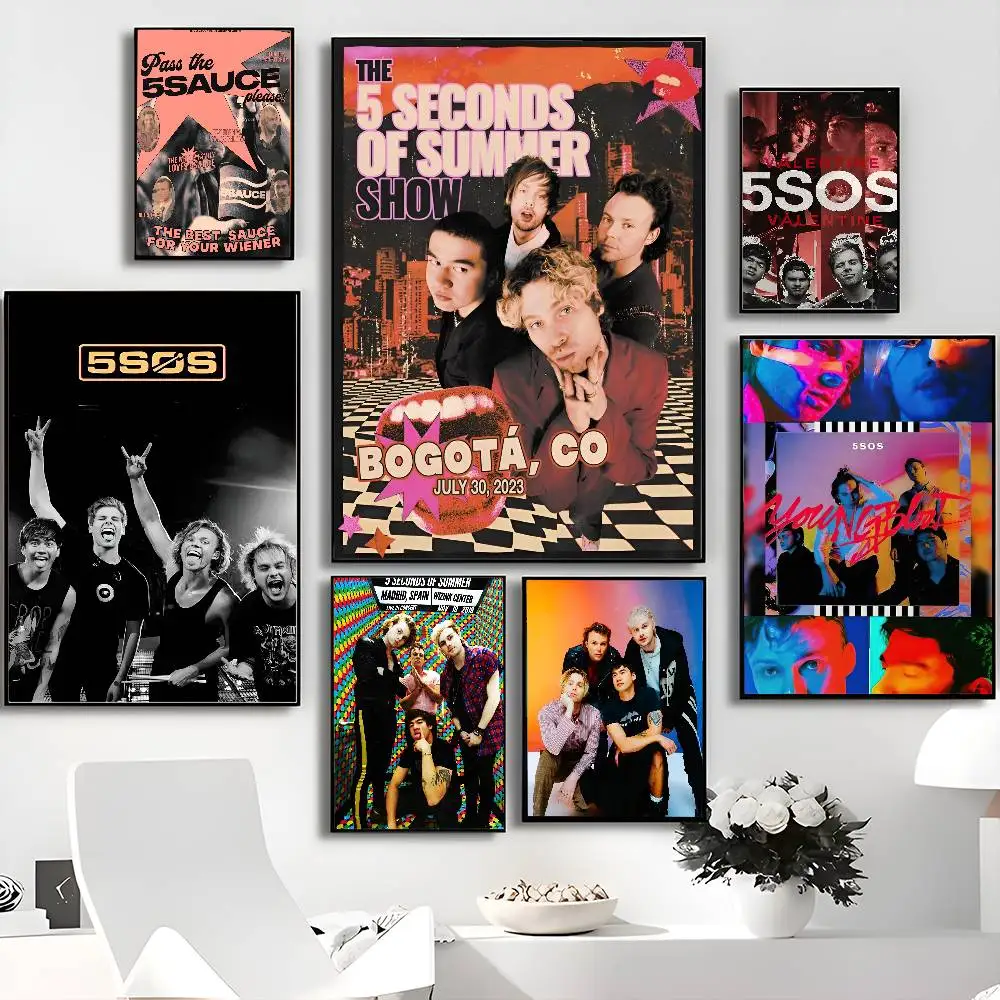 5Sos Band S-Seconds Of S-SummerS Movie Sticky Posters Retro Kraft Paper Sticker DIY Room Bar Cafe Aesthetic Art Wall Painting