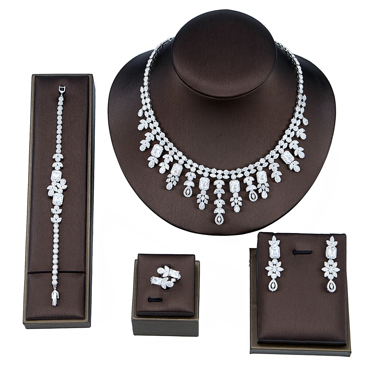 مجموعة مجوهرات عصرية مكونة من 4 قطع للمهرجانات وحفلات أعياد الميلاد وأسلوب رومانسي وأنيق، تصميم فريد ومبتكر #3