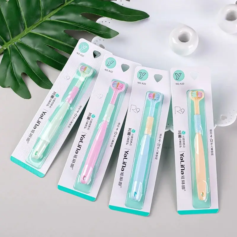 Baby Oral Health Care Kids 360° Clean Tooth Teeth Clean Brush Three Side Candy Color Soft Toothbrush Children Dental Care 3-12Y