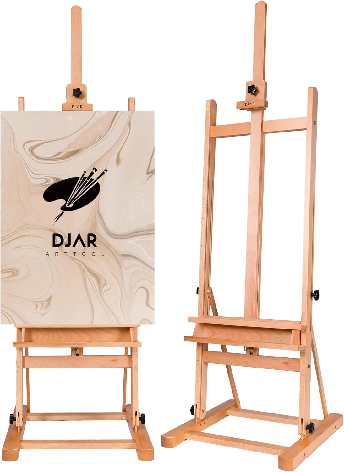 

H-Frame Art Easel, Holds Canvas up to 49'', Solid Beech Wood Adjustable Artist Easel with Storage Tray for Adults, Students