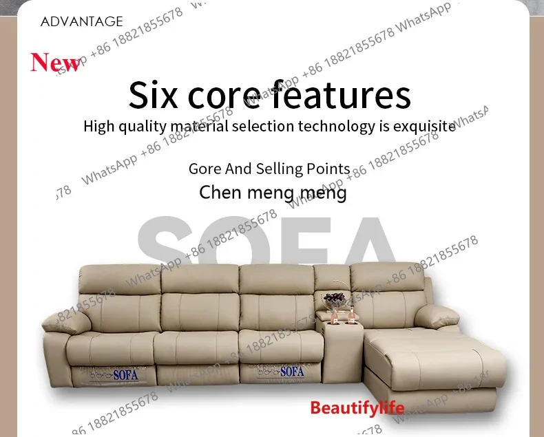 a17  Luxury Italian living room sofas modular Electric Recliner sofa bed Multi-functional leather home theater sofa l shape furn