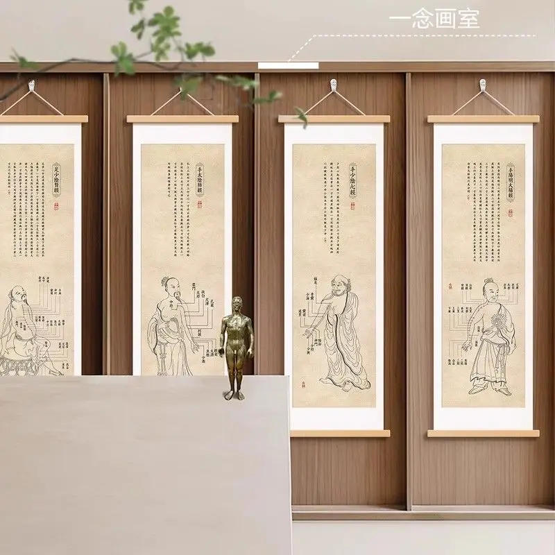 Chinese Medicine Acupuncture Chart Wall Art Traditional Meridian Poster for Wellness Center Yoga Studio Aesthetic Room Decor