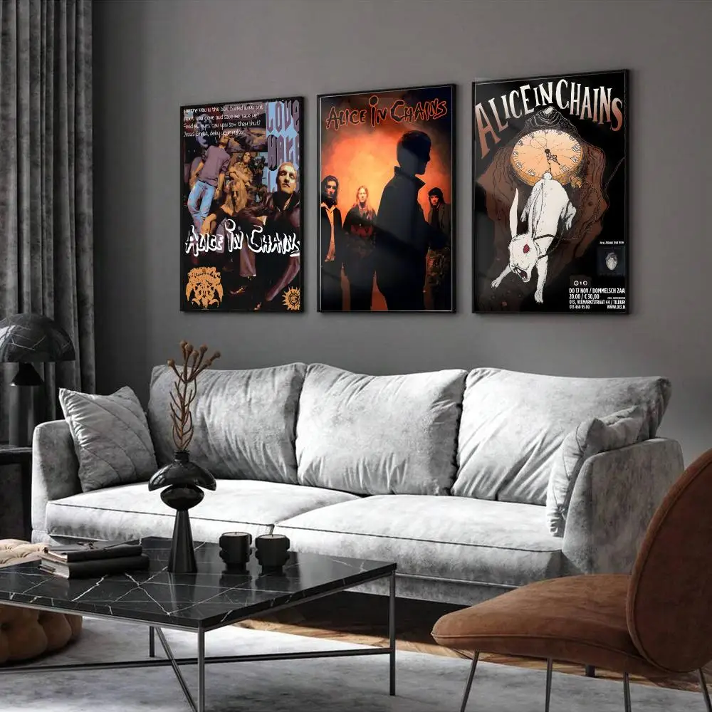 Band A-Alice in C-Chains Poster Home Living Bed Room Bar Hallway Sticky Wall Printing Waterproof Aesthetic Decor