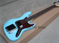 4 Strings Bass Guitar Blue Body Ja Bass Maple Neck Iron Mantle Red Tortoise Shell Guard Factory Custom Color