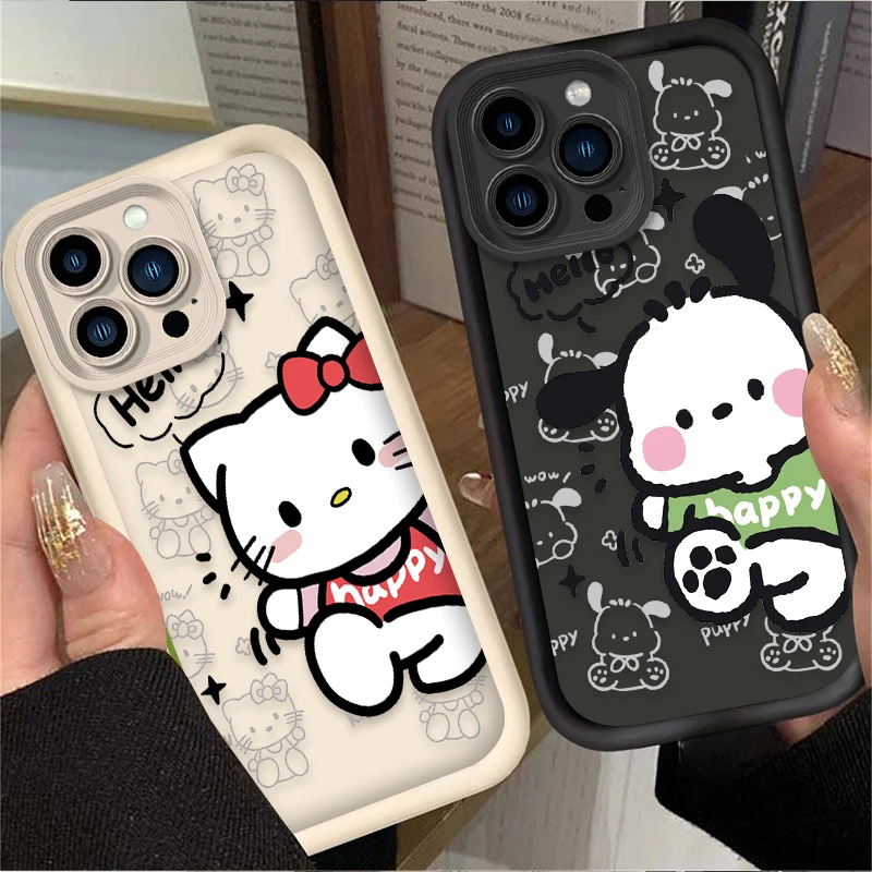 Чехол с рисунком «Hello Kitty Pochacco» для iPhone 17 Air 16E 15 14 13 12 11 Pro Max X XS X S Max XR SE 2020 SE4 7 8 Задняя крышка