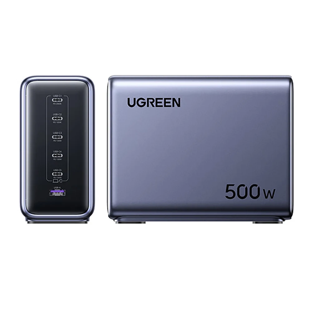UGREEN 500W GaN Desktop Charging Station, Multi Port Fast Charger Adapter USB C & USB A Charger for MacBook iPhone Huawei Laptop