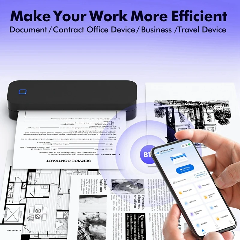 

Portable Thermal Transfer Printer Wireless,Multi-Size,Eco-Friendly for System, Os System,Phone,Tablet,Black-ABVP