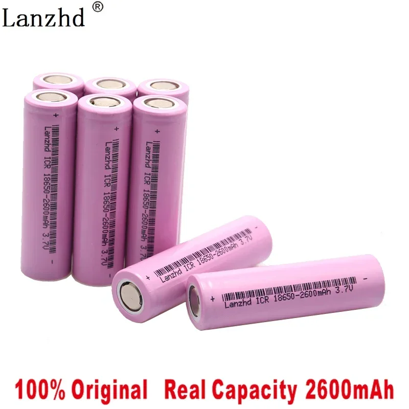 Battery 18650 rechargable Batteries 3.7v ICR18650 rechargeable 18650 Li-ion Real 2600MAH Capacity Battery for Led Flashlight