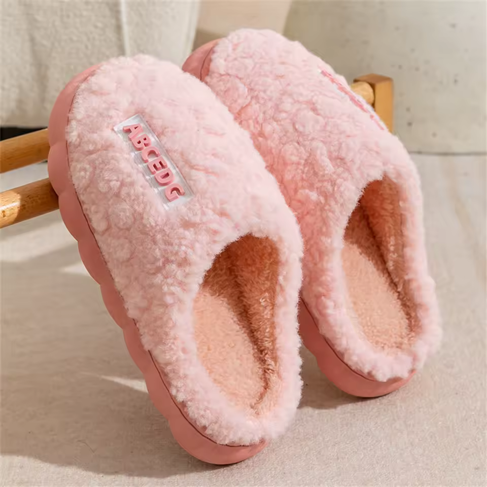 Couple Winter Toe Wrap Warm Cotton Slippers Indoor Fashion Solid Thick Soft Sole Slides Men Women Floor Flat Home Non-slip Shoes