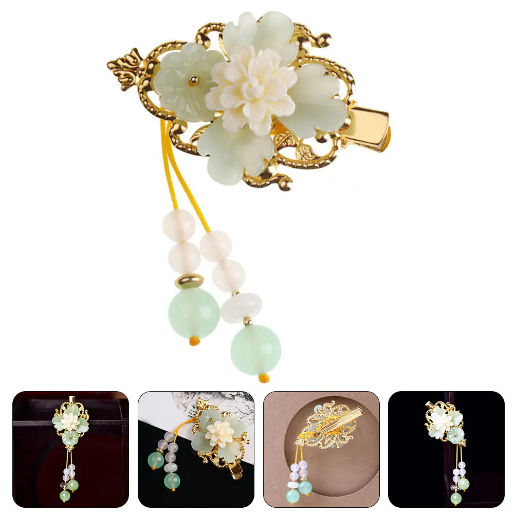 

Glass Flower Hair Clips with Tassels Vintage Chinese Hair Accessories for Women Girls Wedding Birthday Party Hanfu Styling