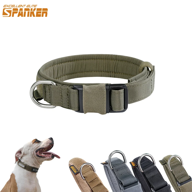 EXCELLENT ELITE SPANKER Tactical Dog Collar Adjustable Training Collars Pet Collar For Medium Large Dog German Shepherd