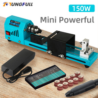 Mini Wood Lathe Machine 150W Wood Turning Machine Beading Machine for Jewelry Making DIY Woodworking Buddha Pearl Lathe Machine