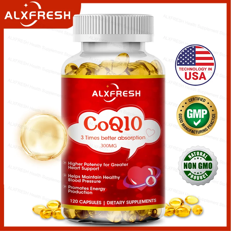CoQ10 Supplements 300mg Heart Health - High Absorption Coenzyme Q10 for Energy Production, Healthy Aging, Antioxidant