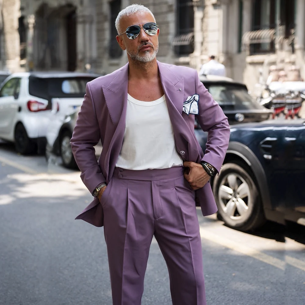 

SILIWEYA Luxury Wedding Men's Suits Elegant Double Breasted Peak Lapel Slim Fit 2 Piece Jacket Pants Customzied Costume Homme