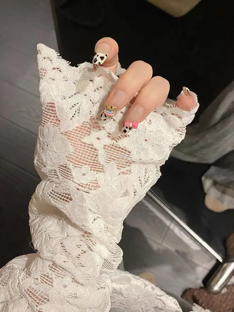 Chic Hollow Out Lace Jacket Women Bottom Shirt Summer Autumn Inner High End Layering Long Sleeve Shirt Sweet Spicy Tops V-neck - Image 4