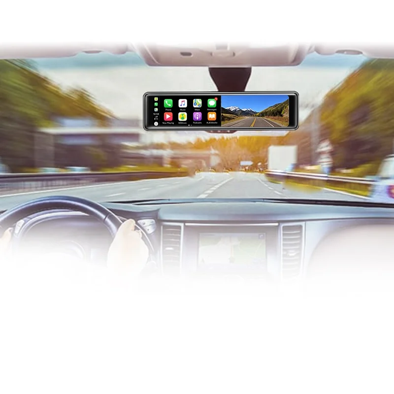 Hot Sale Carplay Dash Cam 12 Inch 1440p Car Dvr  Stream Rear View Mirror 1080p 3 in 1 Drive Video Auto Recorder