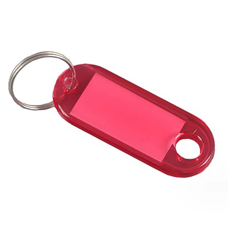 10Pcs/lot Crystal Clear Plastic Key Tag With Split Ring Label Double Sided Display Window For DIY Keychain Kit Craft Material