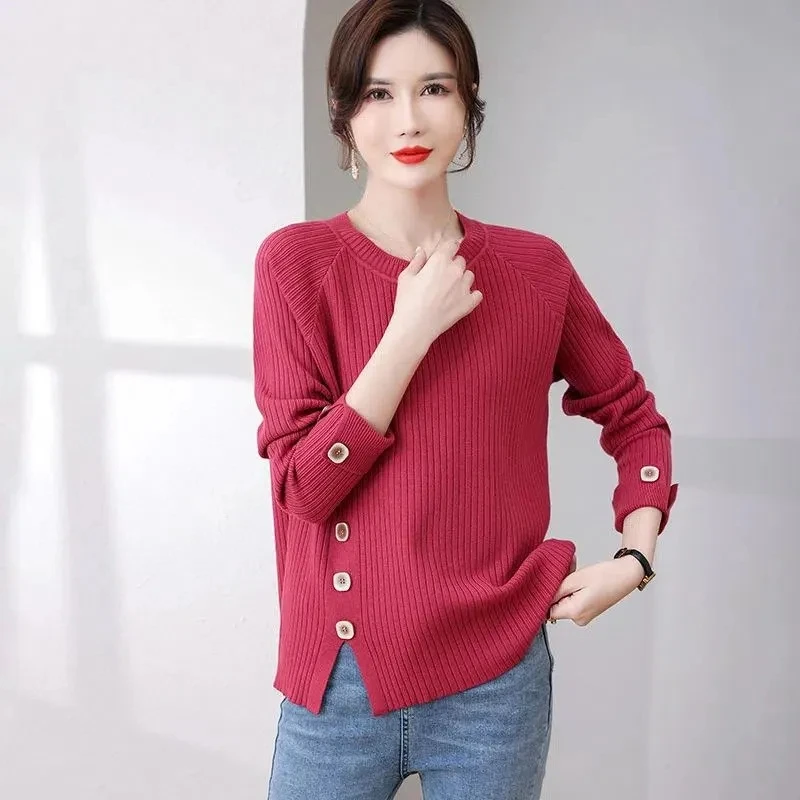 Pull basique à col rond pour femmes, pull chaud, pulls décontractés, mode coréenne, tricots de printemps, chemise à fond, automne, hiver