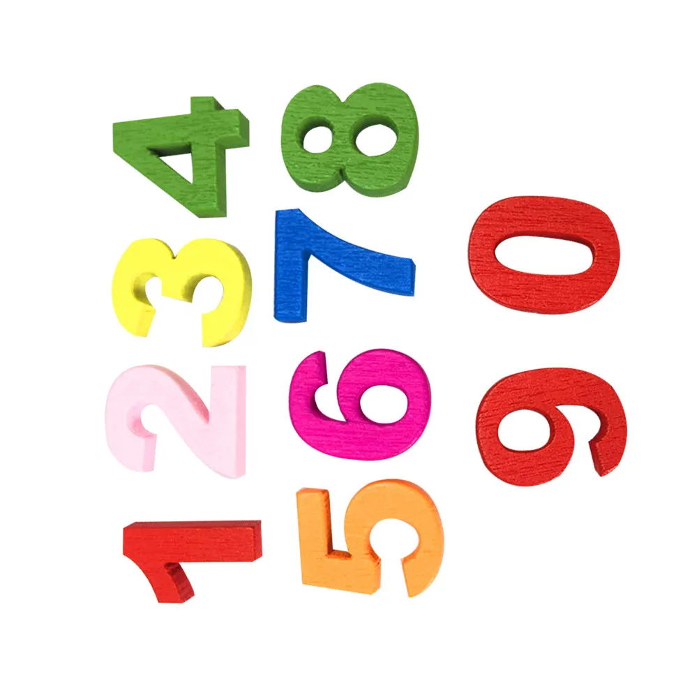 100Pcs Wooden Arabic Number Chips Handmade Painted Colorful Learning Educational Tool for Children Creative Craft Room