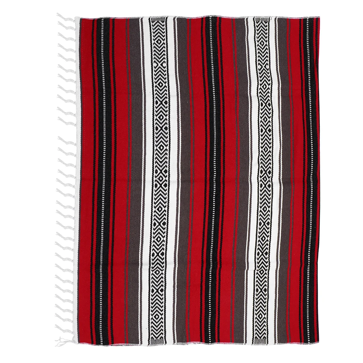 

Soft Thick Mexican Blanket Red 130x180cm Polyester Cotton Serape Throw for Outdoor Indoor Sofa Car Mexican Blanket