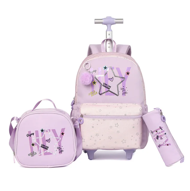 Kids  School Trolley Backpack Rolling Backpack Sets Kids Wheeled Backpack for Girls Wheeled Backpacks Set Lunch Bag Pencil Case