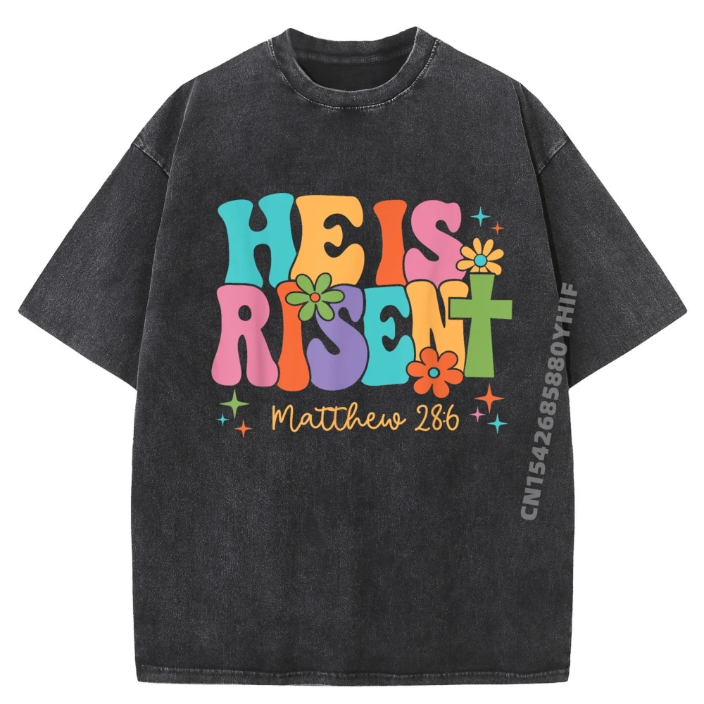 

Футболки He Is Risen, оптовая продажа, футболка с принтом, 100 шт., мужская уличная одежда, стираная одежда, винтажные футболки с рисунком