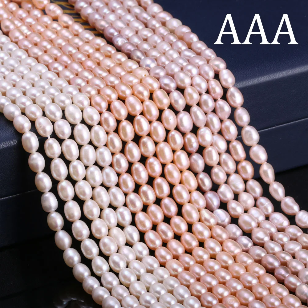 

AAA High Quality Rice Shaped Pearls White Pink Purple Natural Freshwater Pearls Beads for Jewelry Making DIY Necklace Accessory