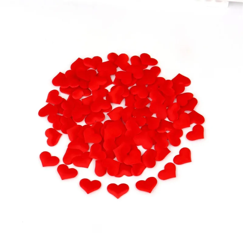 Classic 50Pcs 35mm Red Checked Scottish Sponge Fabric Heart Petals Accessory Wedding Table Bed  Valentine Party DIY Decoration